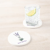 パーソナライズド ヴィンテージ ラベンダー フラワー ストーン コースター (側面)