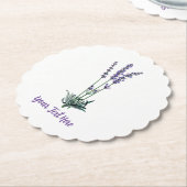 パーソナライズド ヴィンテージ ラベンダー フラワー ペーパーコースター (アングル)