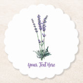 パーソナライズド ヴィンテージ ラベンダー フラワー ペーパーコースター (正面)