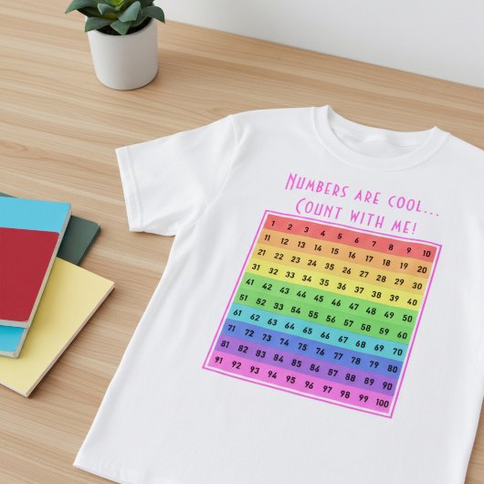 パーソナライズド "数字はクール!" 1-100 チャート キッズ Tシャツ