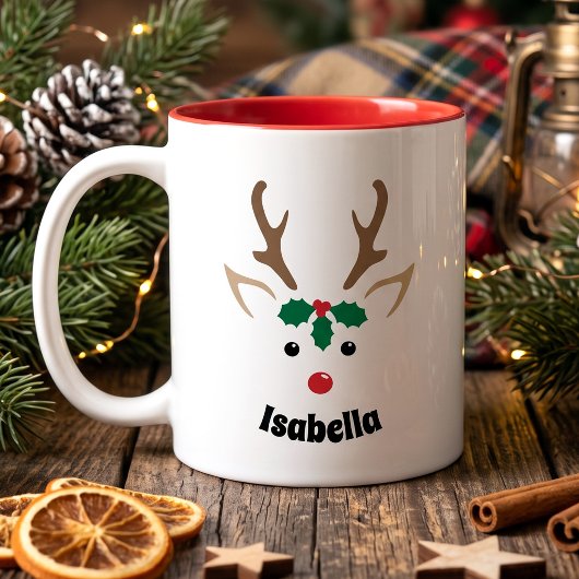 パーソナライズド・赤鼻のトナカイ - クリスマス コーヒーマグカップ