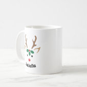 パーソナライズド・赤鼻のトナカイ - クリスマス コーヒーマグカップ (正面左)