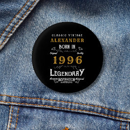 パーソナライズド 30歳の誕生日 1996年 おしゃれブラック 缶バッジ