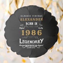 パーソナライズド 40歳の誕生日 1986年生まれ ヴィンテージ ブラック