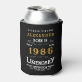 パーソナライズド 40歳の誕生日 1986 ヴィンテージ レジェンダリー 缶クーラー (缶正面)