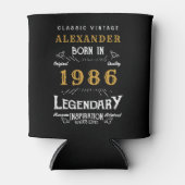 パーソナライズド 40歳の誕生日 1986 ヴィンテージ レジェンダリー 缶クーラー (正面)