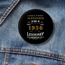 パーソナライズド 70歳の誕生日 1956年 おしゃれブラック 缶バッジ