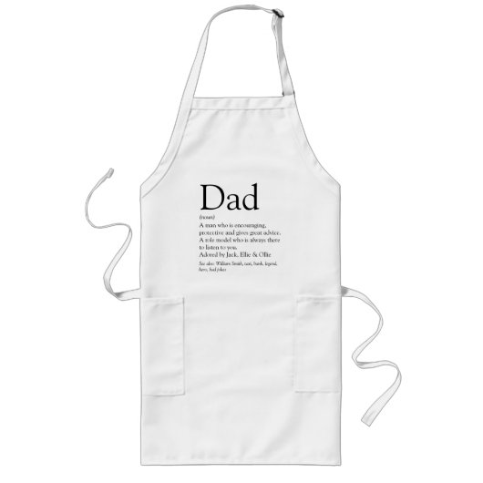 パーソナライズド Dad 定義 引用 名言 ロングエプロン (正面)