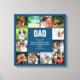 パーソナライズド Dad Definition ブルー 12 枚フォトコラージュ キャンバスプリント