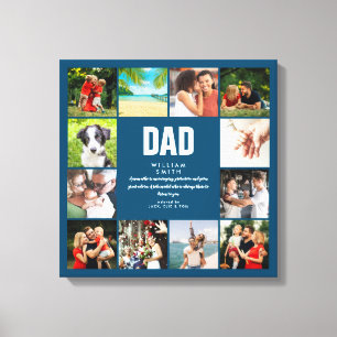 パーソナライズド Dad Definition ブルー 12 枚フォトコラージュ キャンバスプリント