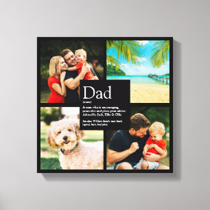 パーソナライズド Dad Definition モダン4枚フォトコラージュ キャンバスプリント