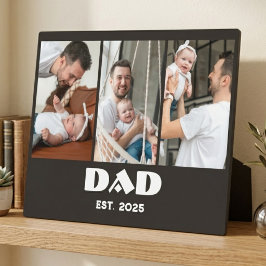 パーソナライズド Dad Established 3枚フォトコラージュ フォトプラーク