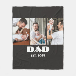 パーソナライズド Dad Established 3枚フォトコラージュ フリースブランケット