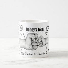 パーソナライズド Daddy's Team カスタム パパと子供の名前 コーヒーマグカップ