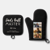 パーソナライズド Dad's Grill Master 3 写真入り 鍋つかみ&鍋敷きセット (正面)