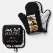 パーソナライズド Dad's Grill Master 3 写真入り 鍋つかみ&鍋敷きセット (正面/裏面)