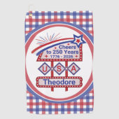 パーソナライズドUSA250周年記念レトロマーキー ゴルフタオル (正面)