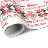 パーソナライズネームセーター編み針サンタ ラッピングペーパー (ロールコーナー)