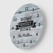 パーソナライズネーム淡い色のウッドホーム素朴スイートホーム ラージ壁時計 (傾斜)