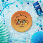 パーソナライズハッピーバースデーフクロウトルコ巡礼者 ペーパープレート (パーティー)