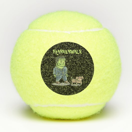 パーソナライズハロウィーンフランケンウォークおもしろい犬 テニスボール (正面)