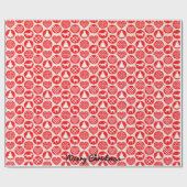 パーソナライズハートキツネクリスマスツリー ラッピングペーパー (フラット)