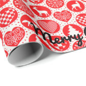 パーソナライズハートキツネクリスマスツリー ラッピングペーパー (ロールコーナー)