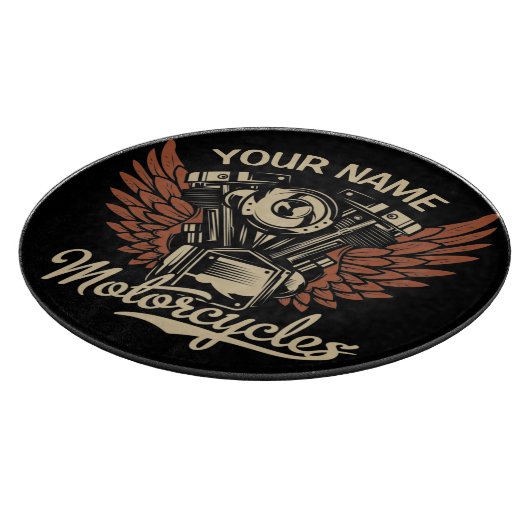 パーソナライズバイクもしくは自転車に乗る人モーターサイクルモーターウィングガレージ カッティングボード (角)