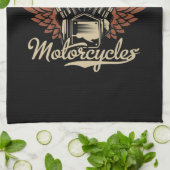 パーソナライズバイクもしくは自転車に乗る人モーターサイクルモーターウィングガレージ キッチンタオル (折り畳み)