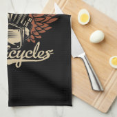 パーソナライズバイクもしくは自転車に乗る人モーターサイクルモーターウィングガレージ キッチンタオル (四つ折り)