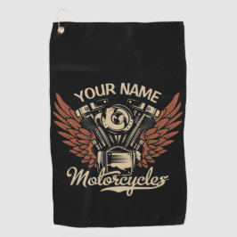 パーソナライズバイクもしくは自転車に乗る人モーターサイクルモーターウィングガレージ ゴルフタオル