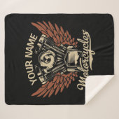  パーソナライズバイクもしくは自転車に乗る人モーターサイクルモーターウィングガレージ  シェルパブランケット (正面(横))