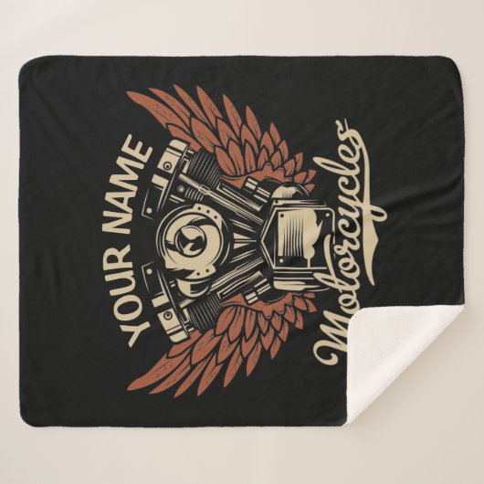  パーソナライズバイクもしくは自転車に乗る人モーターサイクルモーターウィングガレージ  シェルパブランケット (正面(横))