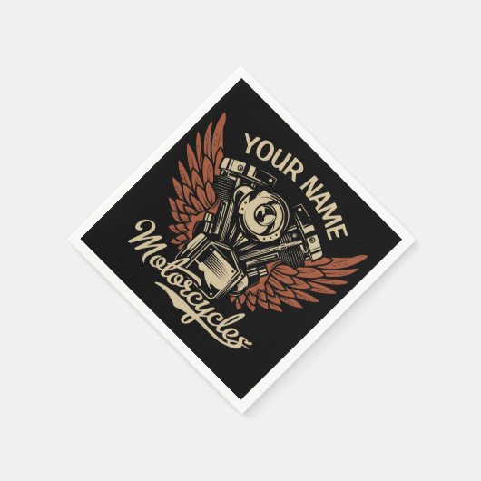 パーソナライズバイクもしくは自転車に乗る人モーターサイクルモーターウィングガレージ スタンダードカクテルナプキン (角)