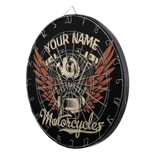  パーソナライズバイクもしくは自転車に乗る人モーターサイクルモーターウィングガレージ  ダーツボード (正面右)
