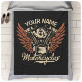 パーソナライズバイクもしくは自転車に乗る人モーターサイクルモーターウィングガレージ フリースブランケット