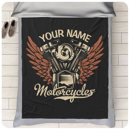 パーソナライズバイクもしくは自転車に乗る人モーターサイクルモーターウィングガレージ フリースブランケット