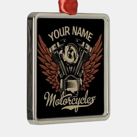 パーソナライズバイクもしくは自転車に乗る人モーターサイクルモーターウィングガレージ メタルオーナメント (右)