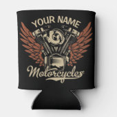 パーソナライズバイクもしくは自転車に乗る人モーターサイクルモーターウィングガレージ 缶クーラー (裏面)