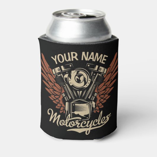 パーソナライズバイクもしくは自転車に乗る人モーターサイクルモーターウィングガレージ 缶クーラー (缶裏面)