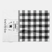 パーソナライズバッファロープレイドキッチンハートホームホワイト キッチンタオル (横)