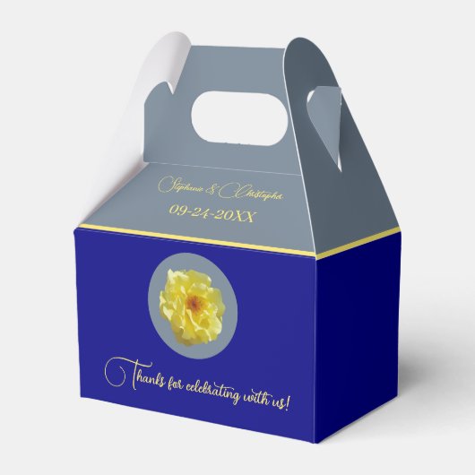 パーソナライズバラネイビーブルー石板グレイ結婚ズ フェイバーボックス (正面サイド)