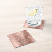 パーソナライズバラ金ゴールドパールダイヤモンドきらきら光るズ結婚 スクエアペーパーコースター (インサイチュ)