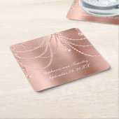 パーソナライズバラ金ゴールドパールダイヤモンドきらきら光るズ結婚 スクエアペーパーコースター (アングル)