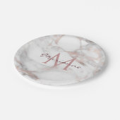 パーソナライズバラ金ゴールド大理石モノグラムテンプレート ペーパープレート (アングル)