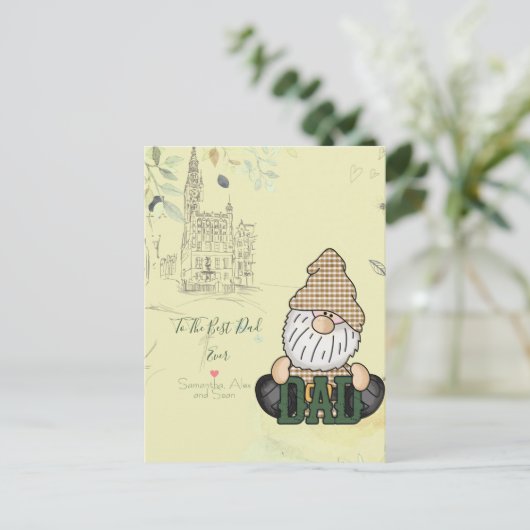 パーソナライズパパ格言 |グリーンヴィンテージパパギフトカー ポストカード (スタンド正面)