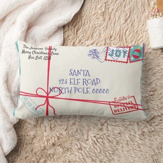 パーソナライズパーセルサンタレタークリスマス ランバークッション (ブランケット)