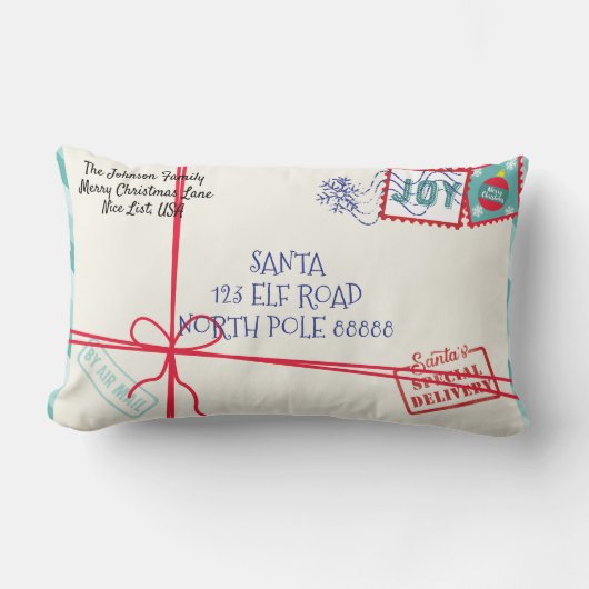 パーソナライズパーセルサンタレタークリスマス ランバークッション (正面)