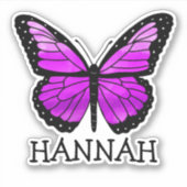 パーソナライズパープルバタフライガールの名前シール シール (正面)