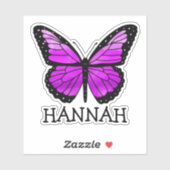 パーソナライズパープルバタフライガールの名前シール シール (シート)